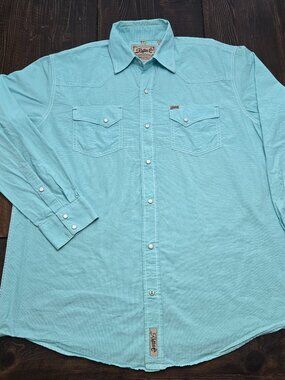 Rafter C Shirt Mens XL Micro Mint Green  Pearl Snap Western Cowboy Collection